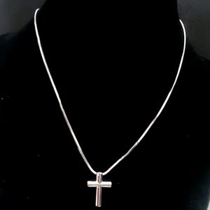 Silver tone Cross necklace